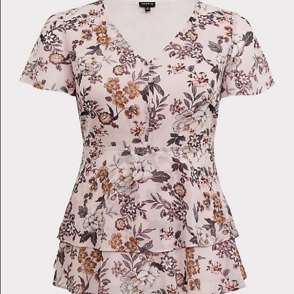 Torrid Floral Chiffon Tiered Babydoll Top - Picture 2 of 10